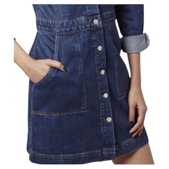 Topshop Denim Long Sleeve Button Down Dress size 4 - Picture 6 of 10